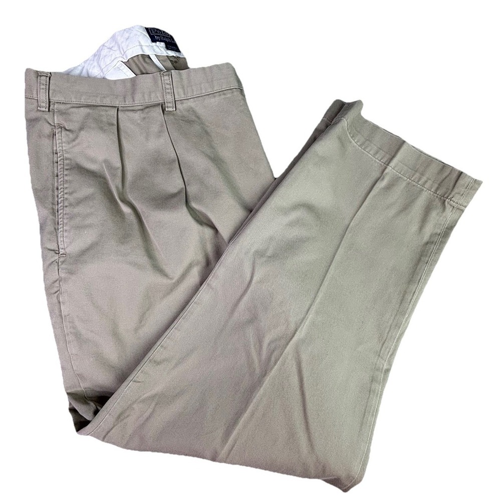 Vintage Polo Ralph Lauren Ethan Chino Pants Men's 42X30 Beige Pleated Front